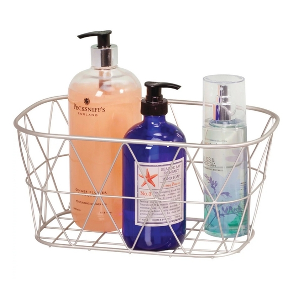 BETTER HOMES and GARDENS Small Bathroom Satin Steel Wire Silver Storage Basket - Picture 4 of 5